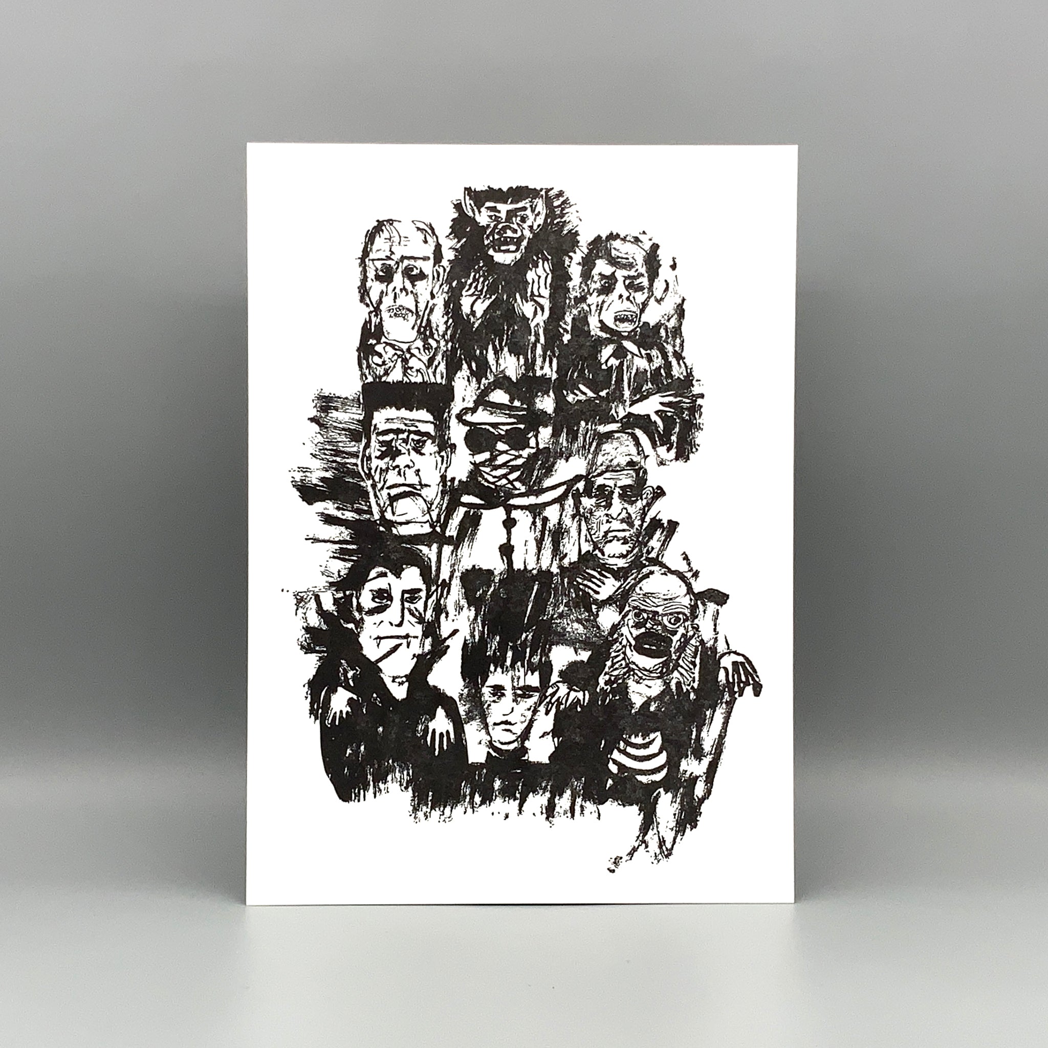 Classic Monsters / Letterpress Mini Art Print