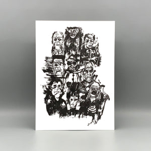 Classic Monsters / Letterpress Mini Art Print