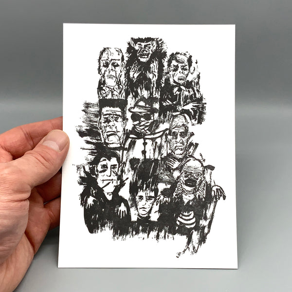 Classic Monsters / Letterpress Mini Art Print