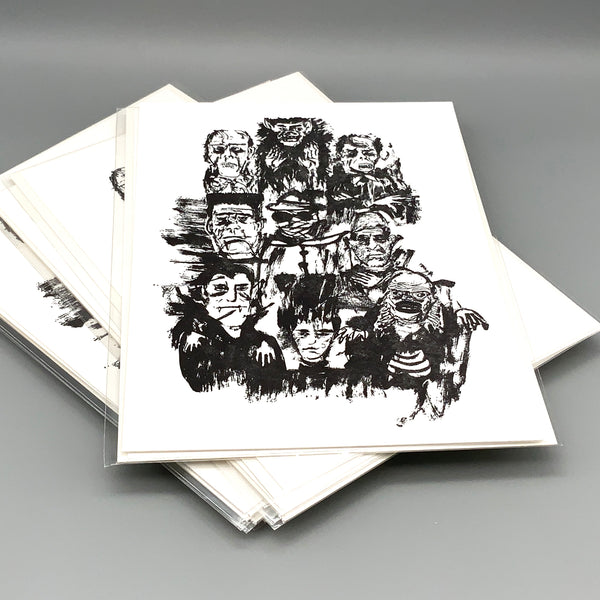 Classic Monsters / Letterpress Mini Art Print