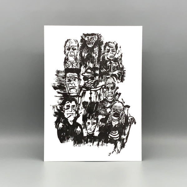 Classic Monsters / Letterpress Mini Art Print