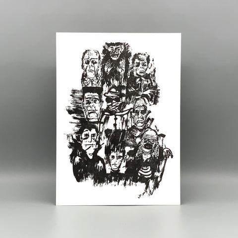 Classic Monsters / Letterpress Mini Art Print